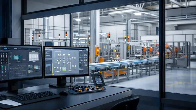 Sala de supervisão integrada a uma linha de produção automatizada